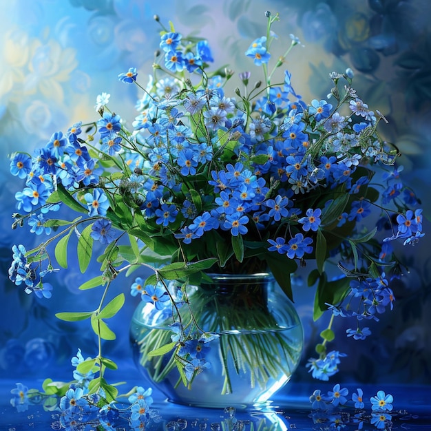 A beleza cativante das flores azuis geradas pela IA
