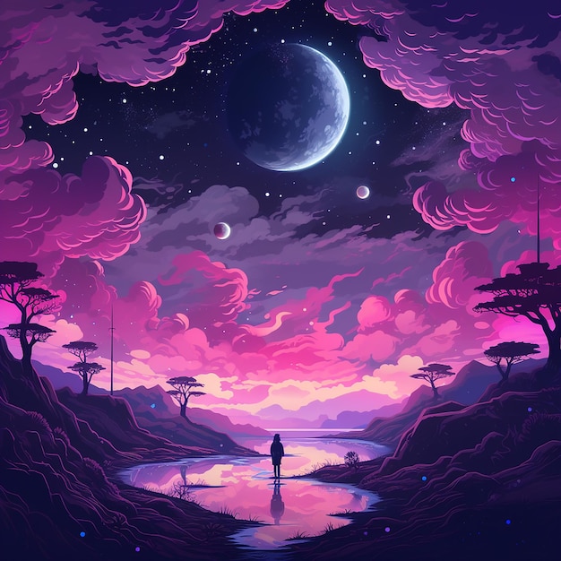 Foto a beleza celestial vênus no céu noturno 2d background de jogo futurista