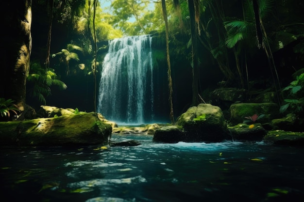 A beleza da cachoeira escondida de um dossel verde exuberante