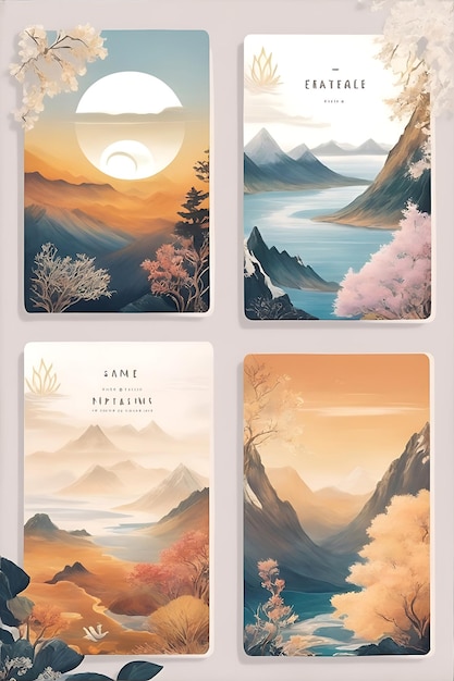 A beleza da natureza com uma série de cartões