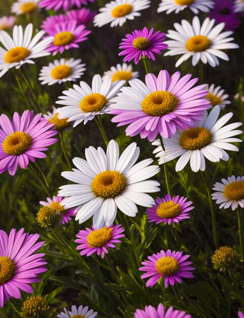 Foto a beleza da natureza nas cores da margarida do prado floresce