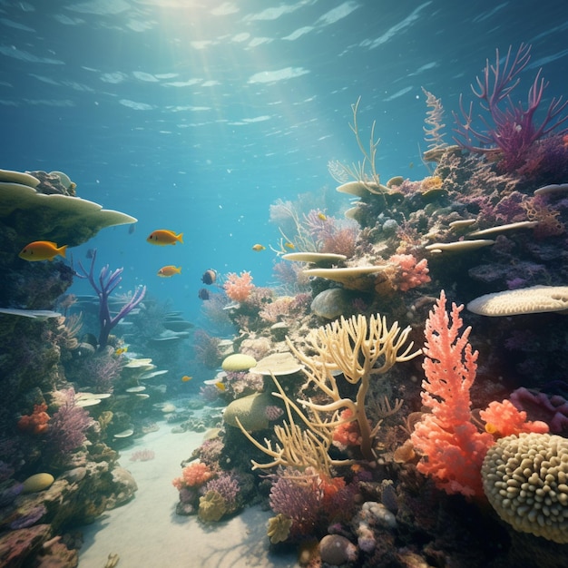 A beleza da vida subaquática em uma cena de recife de coral