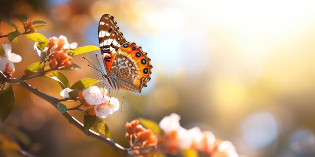 A beleza elegante de uma borboleta que pousou na flor