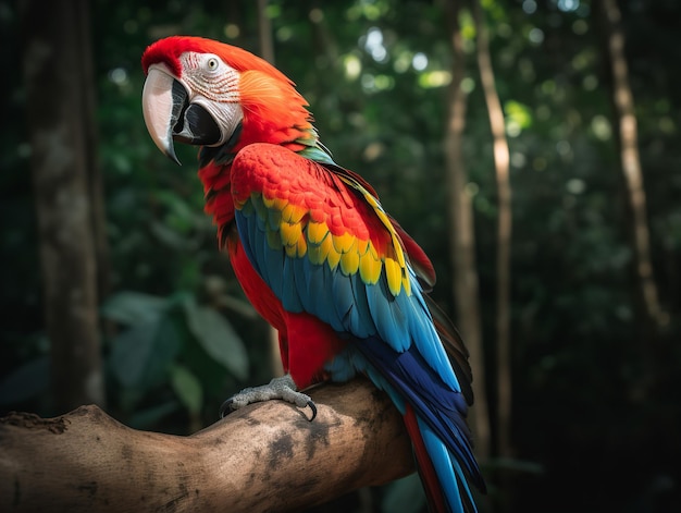 A beleza exótica da arara vermelha na floresta tropical