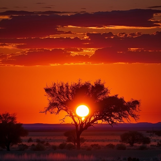 A beleza inspiradora de um nascer do sol Capturando o brilho dourado Cores ardentes e contrastes dramáticos AI