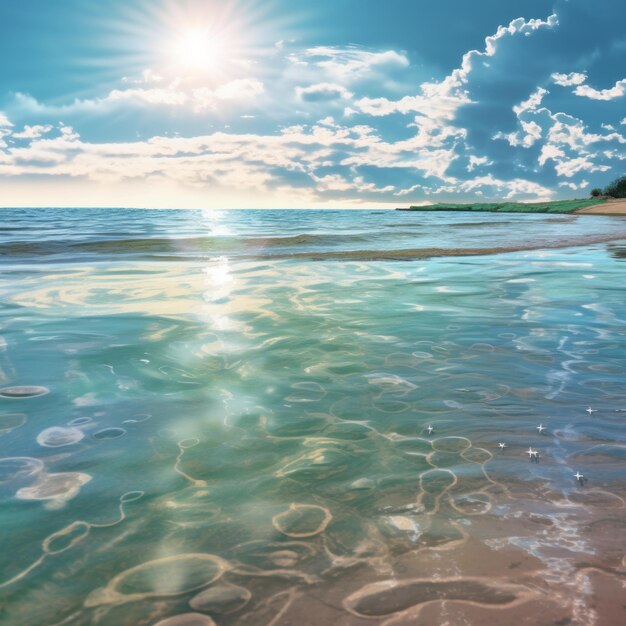 Foto a beleza serena do oceano um cenário idílico de praia