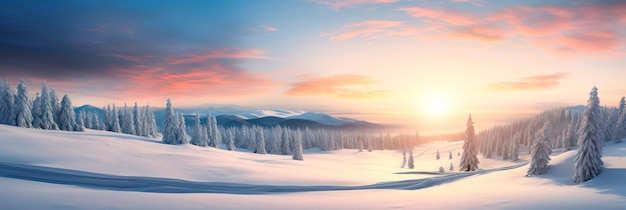 A beleza silenciosa de uma paisagem coberta de neve com camadas brancas prístinas e tranquilidade pacífica