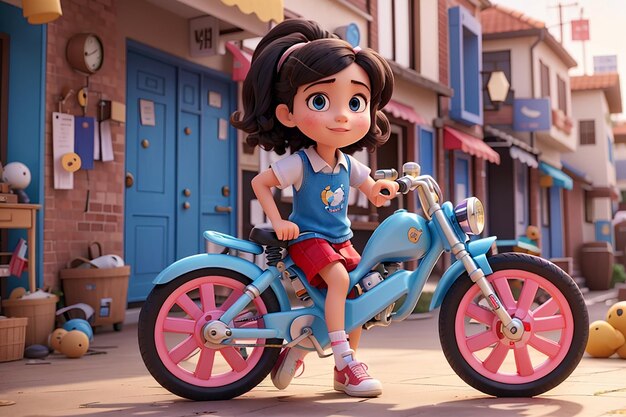 Foto a bicicleta infantil 3d representa o dia internacional da menina