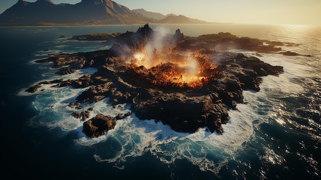 a_birds_eye_view_of_a_volcanic_island_with_magma