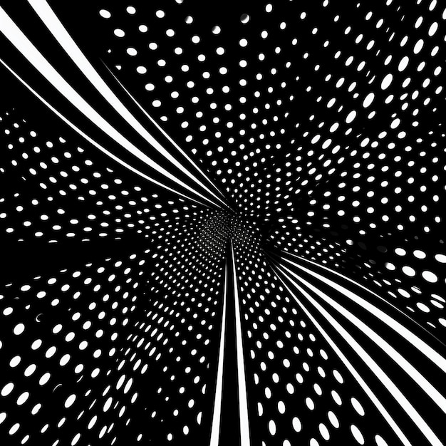 Foto a black and white photo of a tunnel with dots and dots in the center