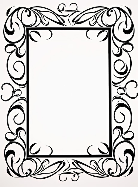 Foto a black ornate frame with scrolls on a white background