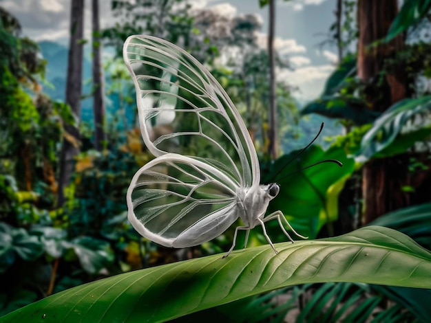 A borboleta de asas de vidro da Amazônia