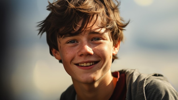 Foto a boy with nice hair smiling