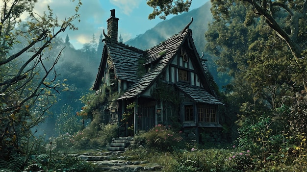 A cabana das bruxas parece sair de um conto de fadas com o telhado torto e a chaminé torcida, mas