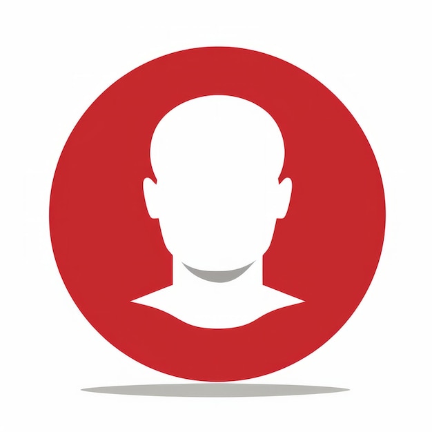 a cabeça de um homem é mostrada em um círculo vermelho sobre um fundo branco