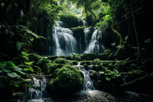 Foto a cachoeira de mae ya é uma das mais belas cascatas de doi inthanon, chiang mai, tailândia.