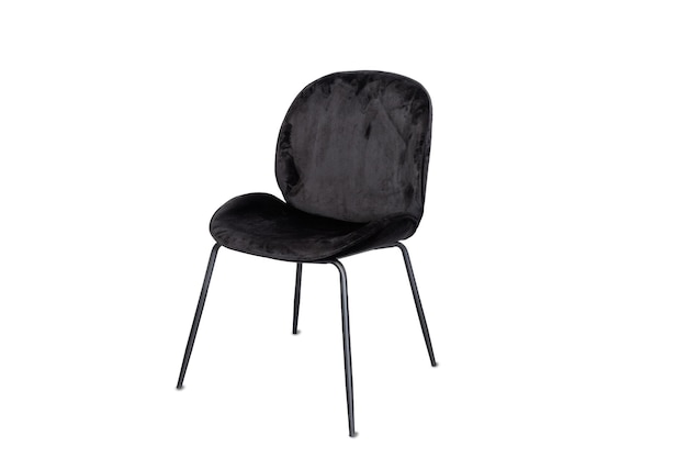 A cadeira é preta sobre fundo brancoCadeira para a cozinhasala de estarCadeira preta com pernas de madeira