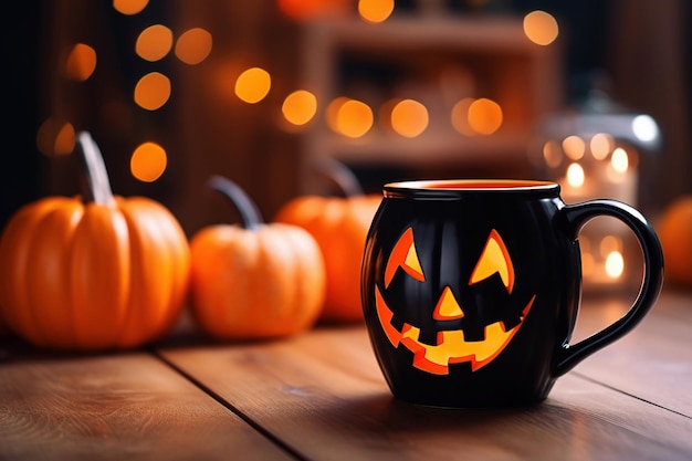 A caneca e decorações generativas de Halloween