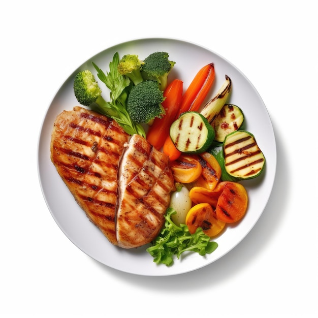a carne de frango grelhada e salada de vegetais frescos comida saudável