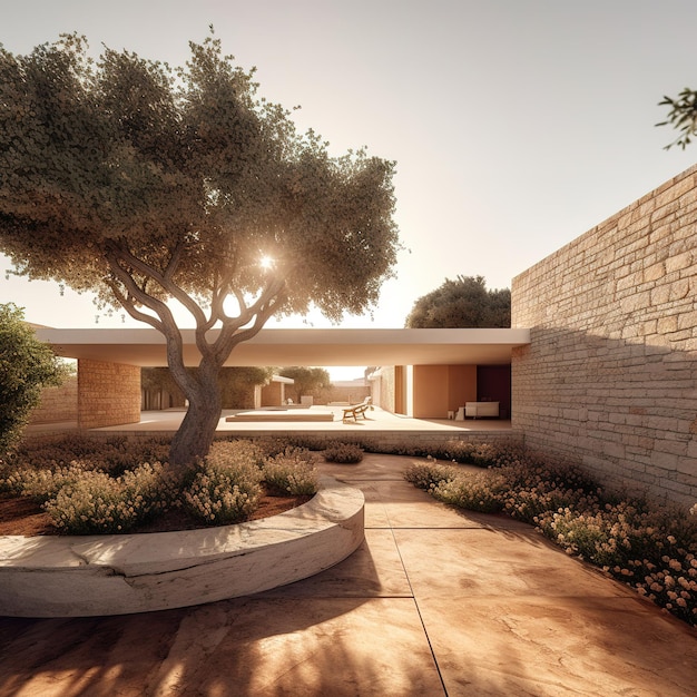 A casa é construída por pessoa e tem um pátio que dá acesso à entrada.