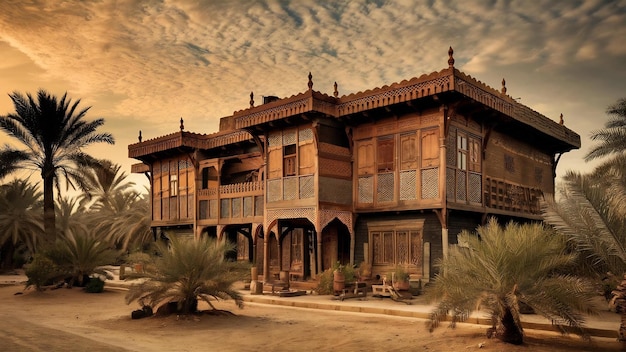 Foto a casa em uma aldeia árabe perto de najran, na região de asir, na arábia saudita.