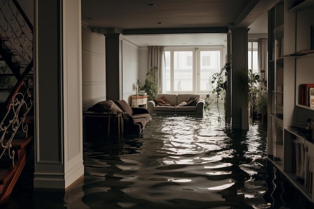 A casa está inundada. O apartamento está inundado.