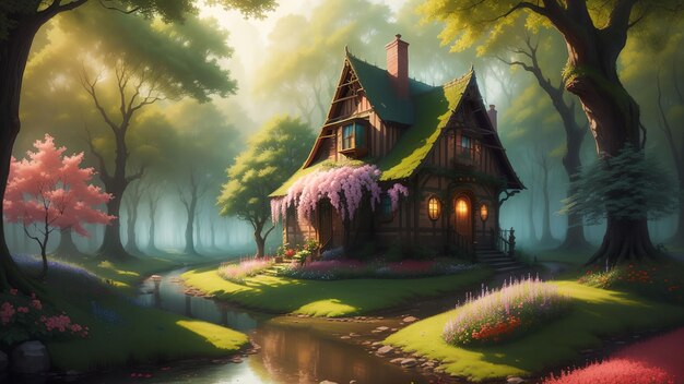 Anime, Original, Floresta, Casa, HD papel de parede