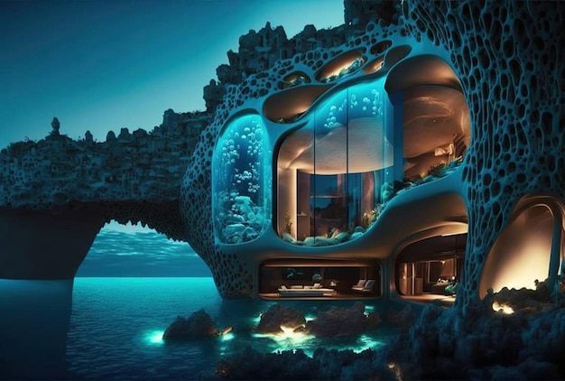 A casa subaquática é um hotel localizado no Mediterrâneo.