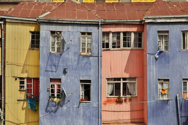 A casa vintage em Valparaiso, costa do Pacífico, Chile