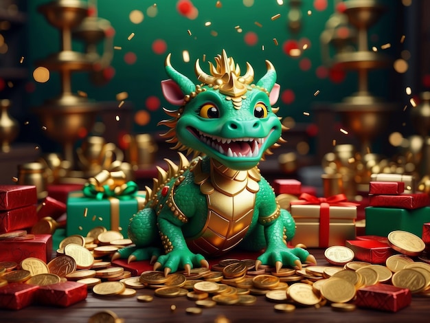 A celebração dos dragões verdes e dourados