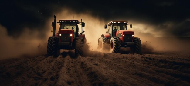 A cena da agricultura rural no crepúsculo