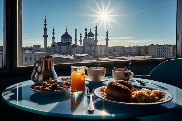 A cena do pequeno-almoço em Kazan capturada