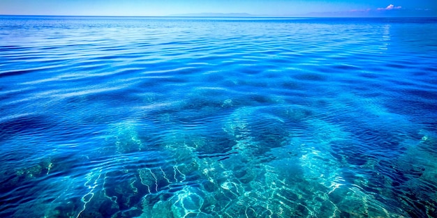 A cena pacífica do mar azul e do céu