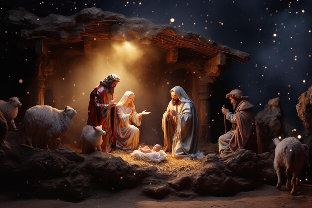 A cena tradicional da Natividade de Natal