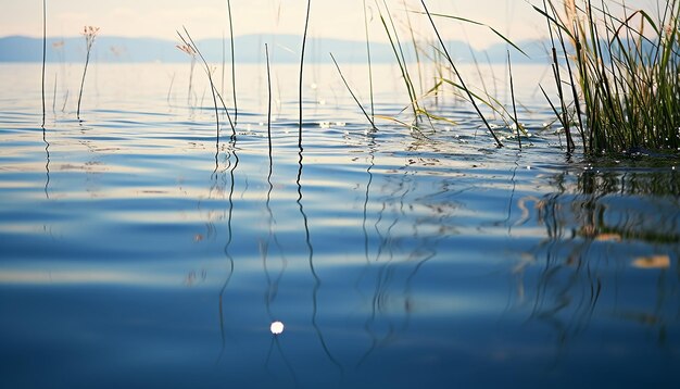 Foto a cena tranquila da água azul reflete o verão vibrante gerado pela ia