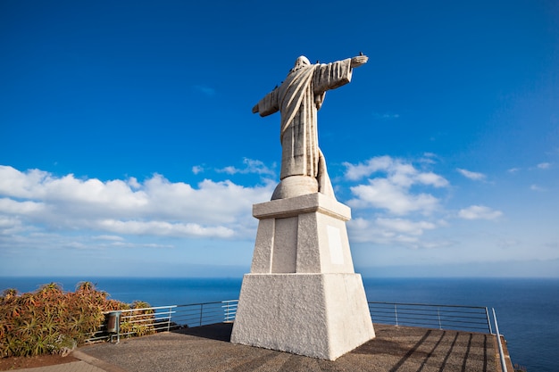 A, christ, rei, estátua, ligado, madeira, ilha, portugal