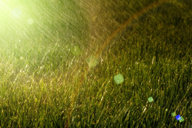 Foto a chuva esta na grama