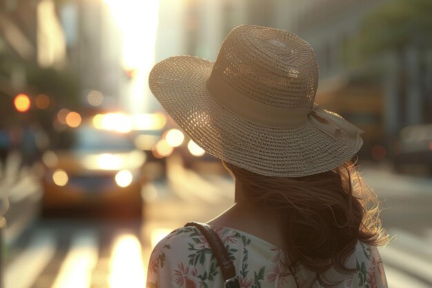 Foto a cidade anda com um chapéu de sol