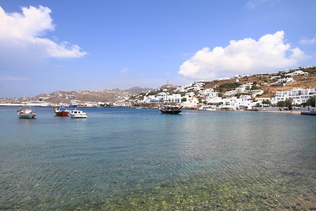 A cidade da ilha de Mykonos na Grécia