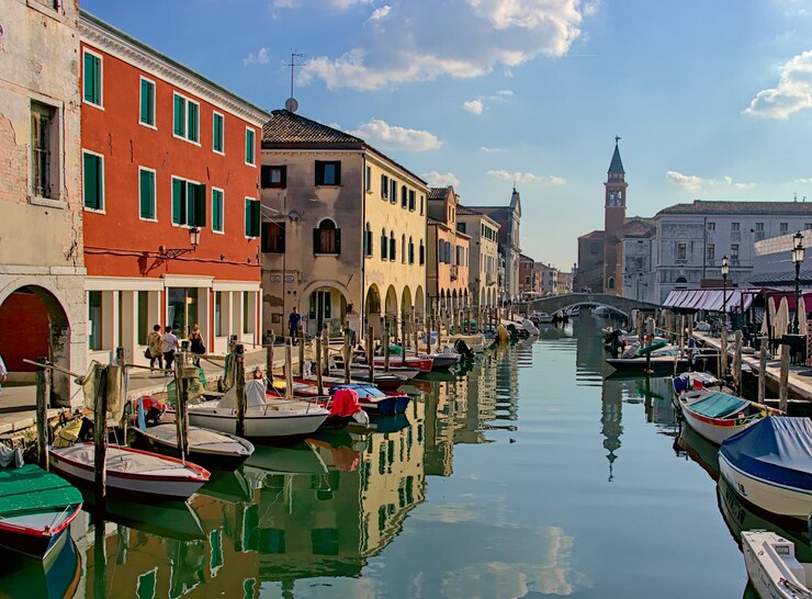 A cidade de Chioggia, uma cidade lagunar perto de Veneza