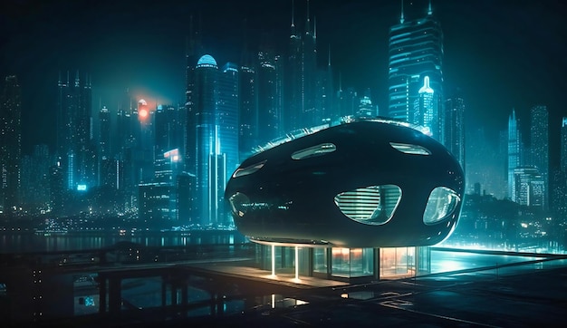 A cidade de kuala lumpur em uma noite futurista filmada com edifícios futuristas
