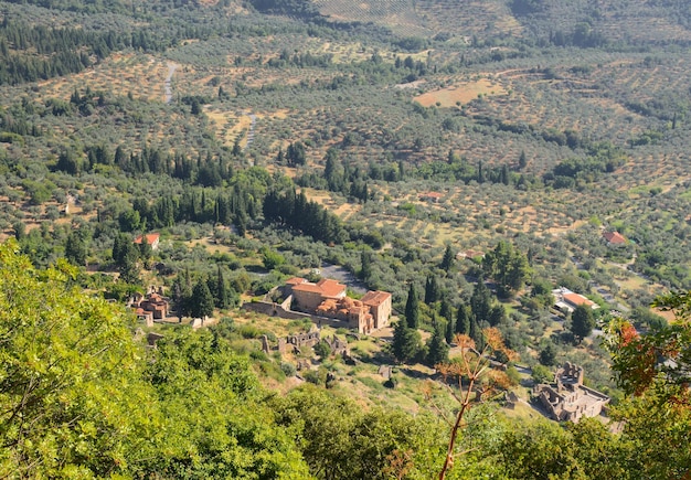 A cidade medieval de Mystras no Peloponeso na Grécia