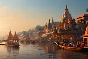 Foto a cidade santa de pashupatinath à noite na índia