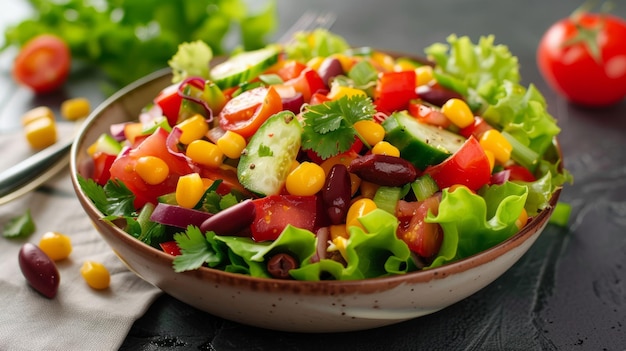 Foto a colorida salada mexicana é uma delícia