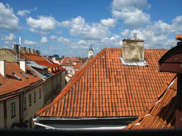 A construção na cidade de Vilnius, Lituânia