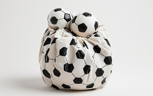 A conveniência de uma bolsa de bola de futebol em fundo branco