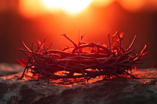 Foto a coroa de espinhos: um símbolo poderoso do sacrifício de jesus criado com tecnologia generativa de ia