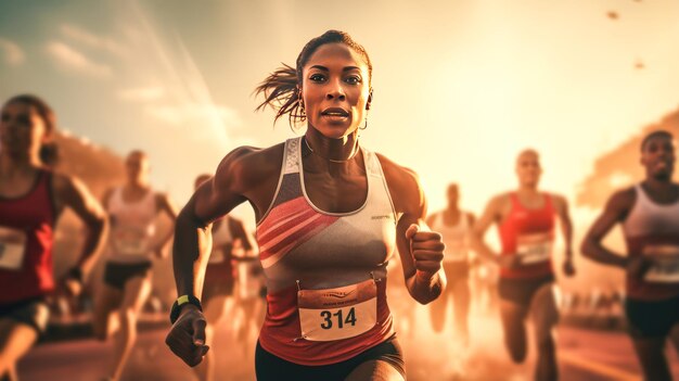 Foto a corrida de uma vida de atletas correndo pela glória numa corrida de campeonato