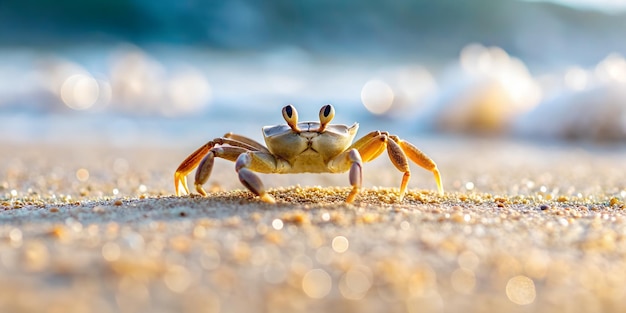 Foto a crab on the beach by person