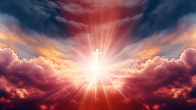 A cruz cristã aparece brilhante no fundo do céu
